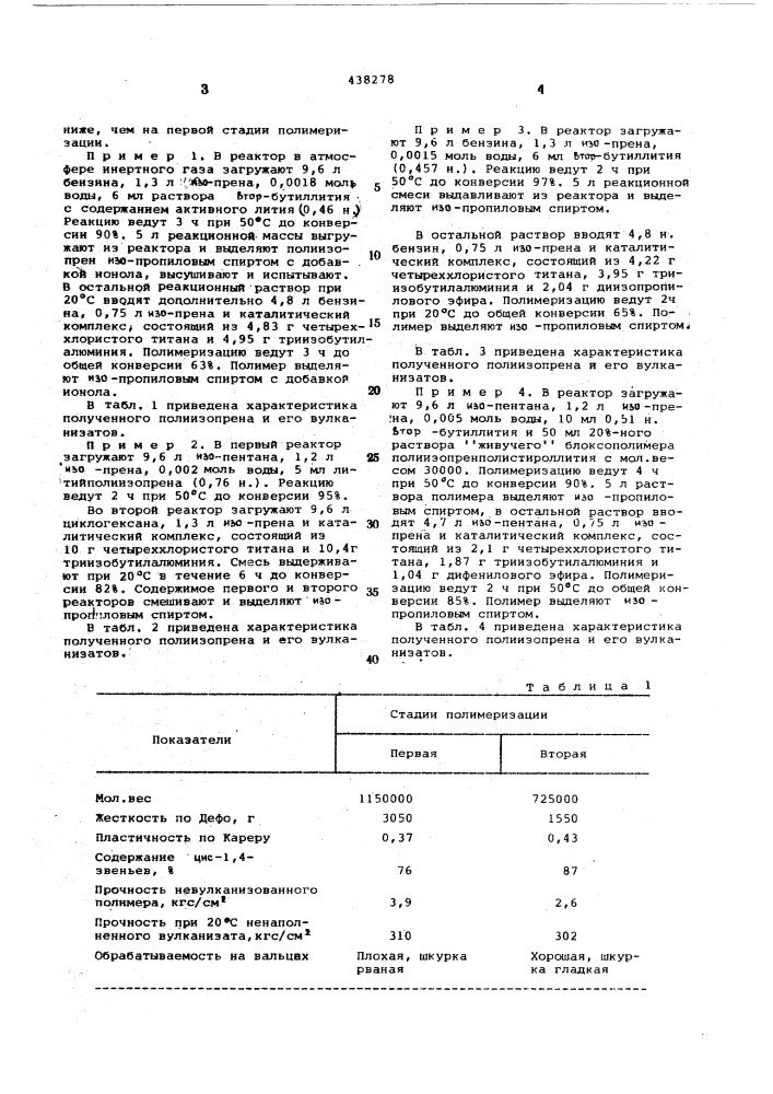 Способ получения высокомолекулярного цис-1,4-полиизопрена (патент 438278)