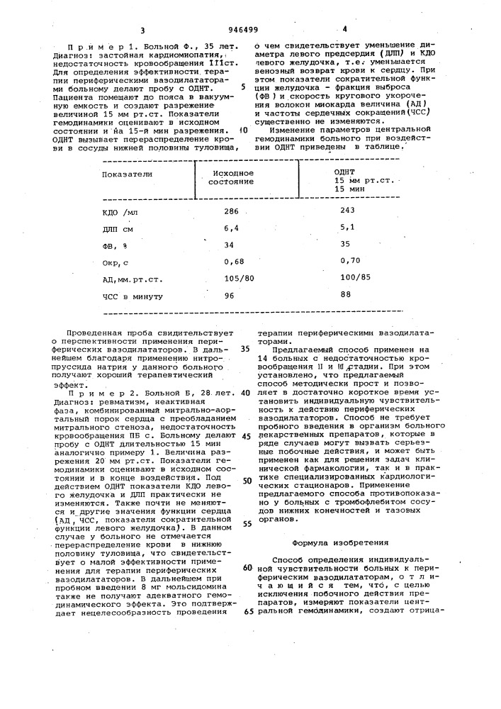 Способ определения индивидуальной чувствительности больных к периферическим вазодилататорам (патент 946499)