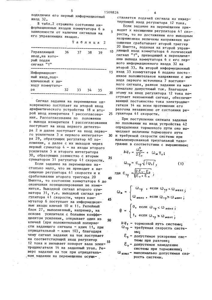 Система позиционного управления электроприводом (патент 1509826)