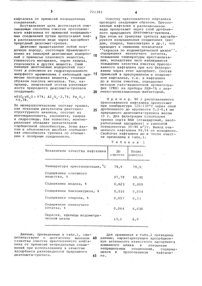 Способ очистки прессованного нафталина (патент 721383)