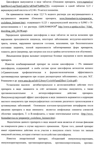 Фармацевтическая композиция на основе акридонуксусной кислоты и ее соединений для лечения гнойно-деструктивных поражений слизистой и кожи, общесистемных заболеваний при иммунодефицитных состояниях (патент 2404773)