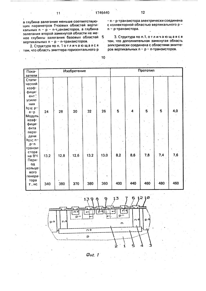 Интегральная биполярная структура (патент 1746440)