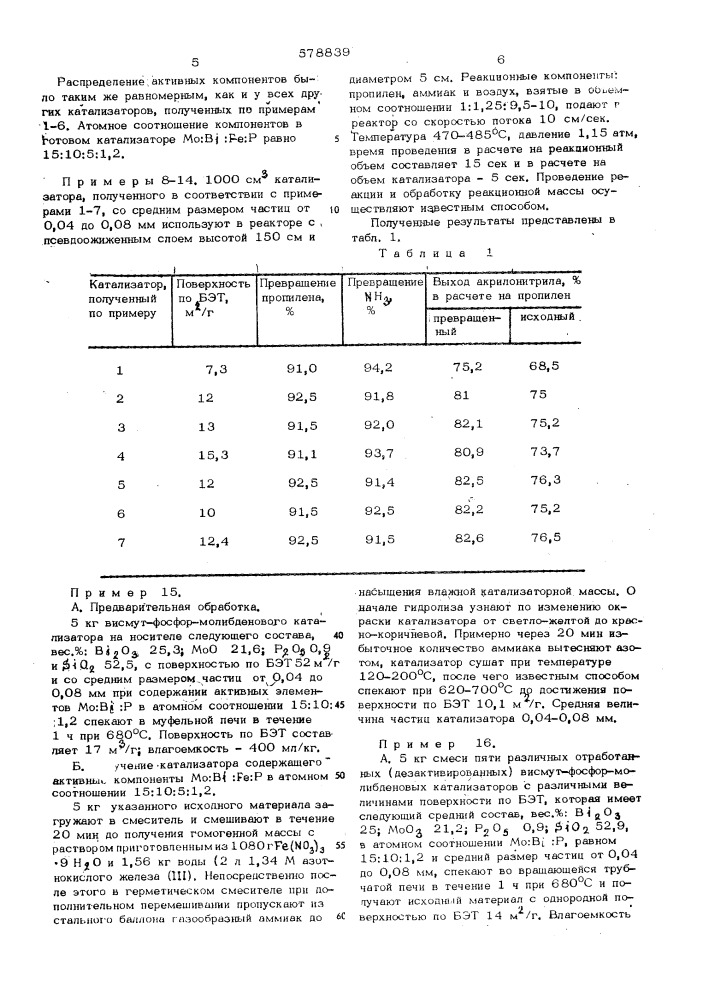 Способ получения катализатора для окисления олефинов в присутствии аммиака (патент 578839)