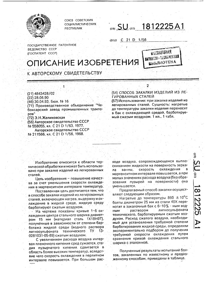 Способ закалки изделий из легированных сталей (патент 1812225)