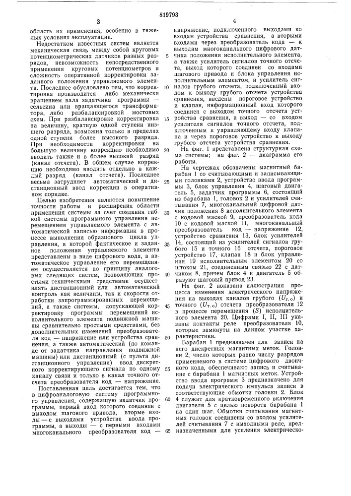 Цифро-аналоговая система программногоуправления (патент 819793)