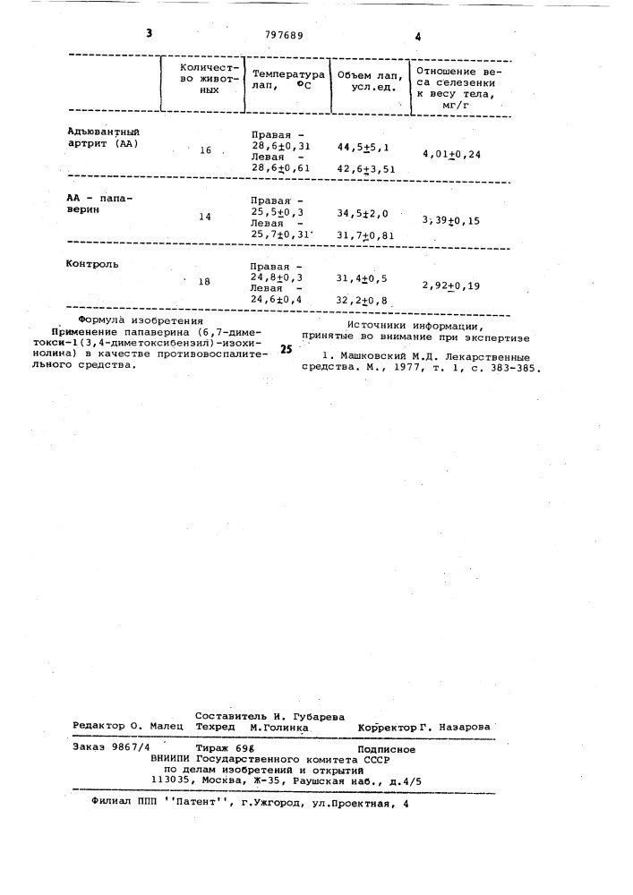 Противовоспалительное средство (патент 797689)