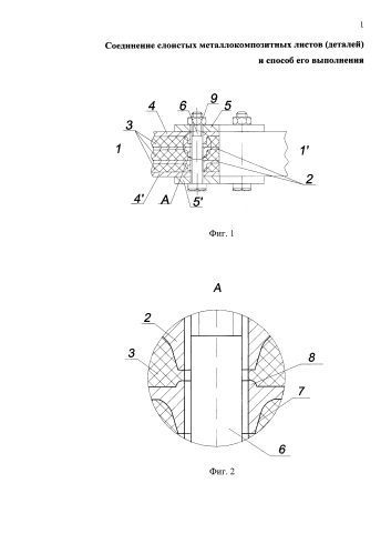 Соединение слоистых металлокомпозитных листов (деталей) и способ его выполнения (патент 2579714)