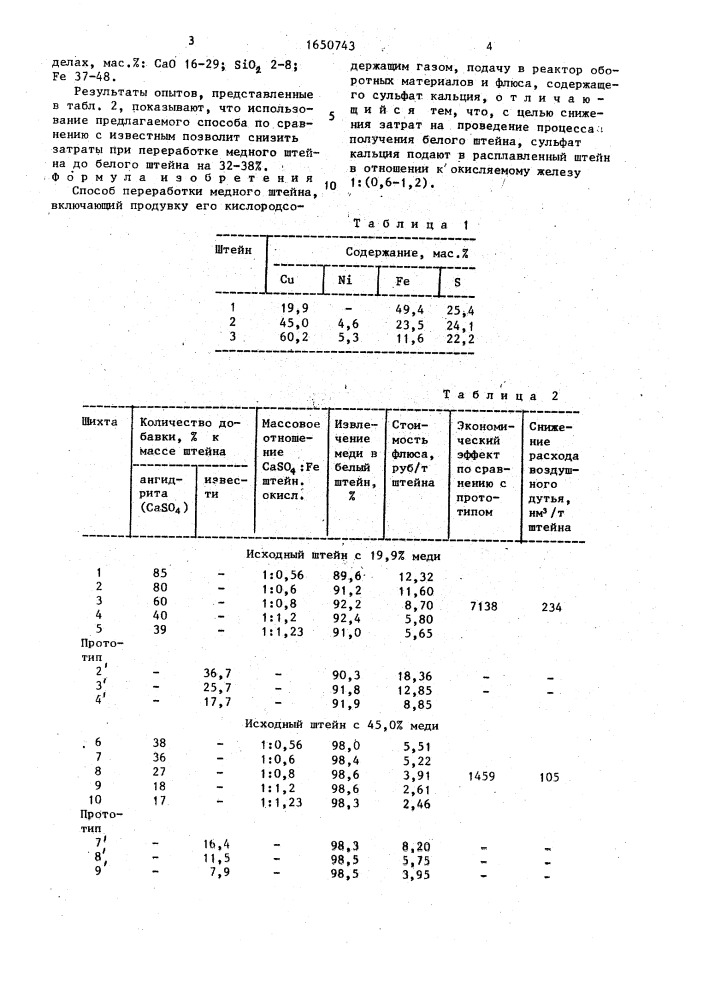 Способ переработки медного штейна (патент 1650743)