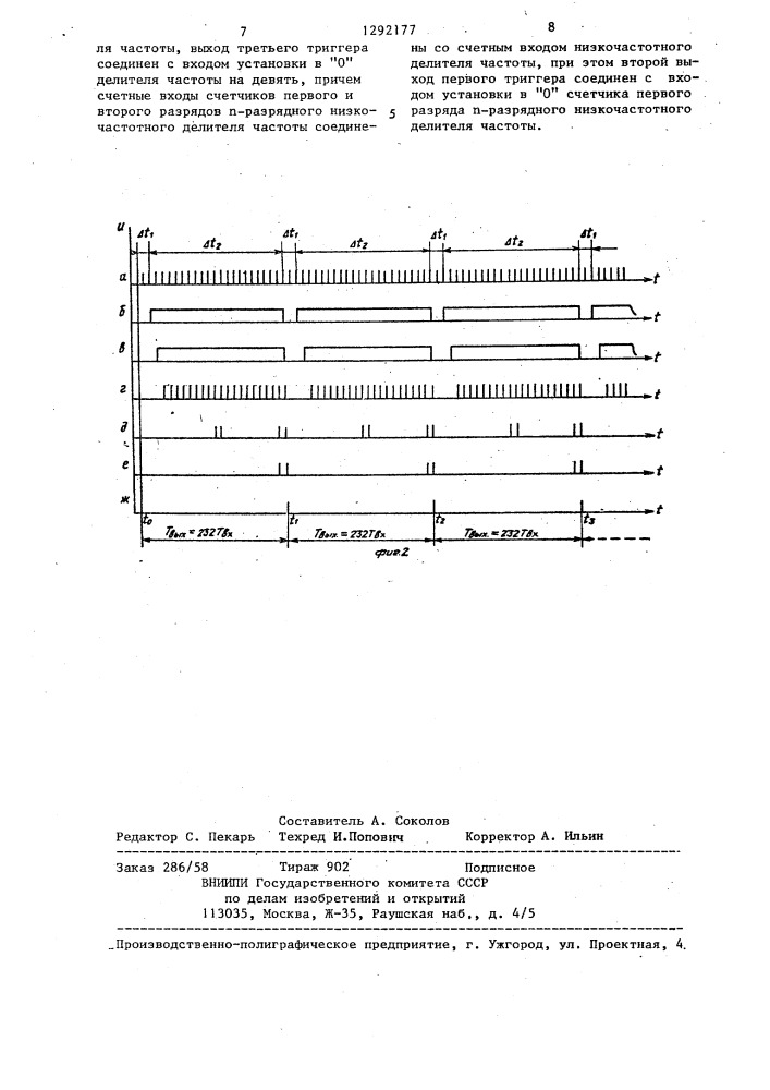 Делитель частоты следования импульсов с переменным коэффициентом деления (патент 1292177)