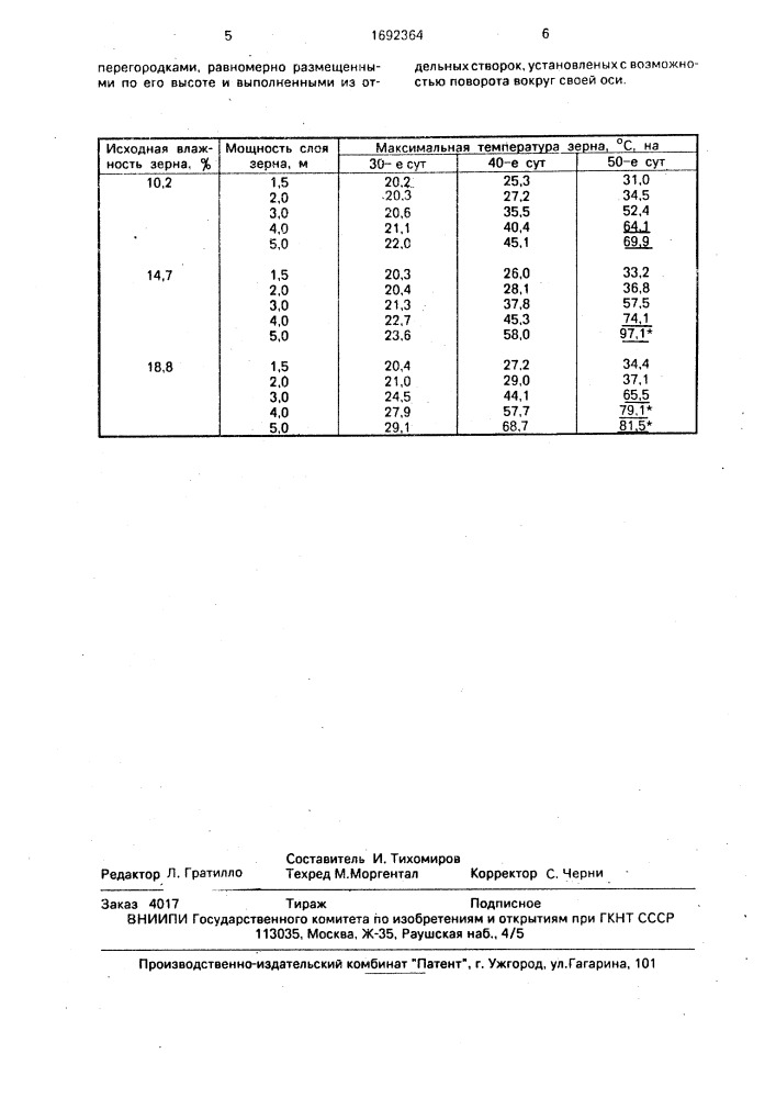Способ хранения зерна и устройство для его осуществления (патент 1692364)