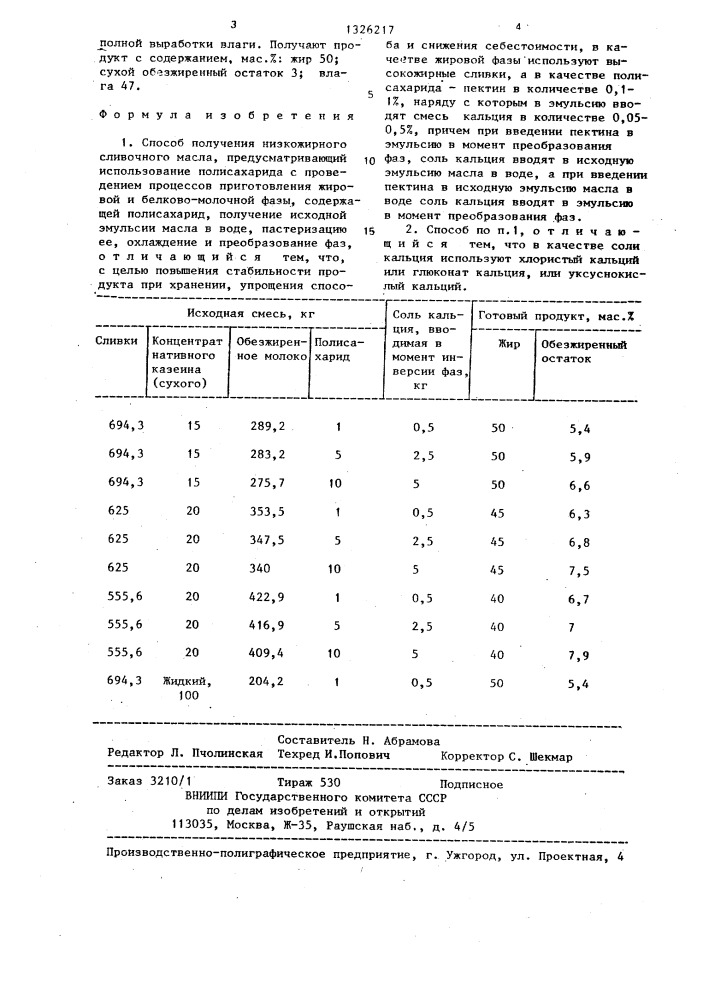 Способ получения низкожирного сливочного масла (патент 1326217)