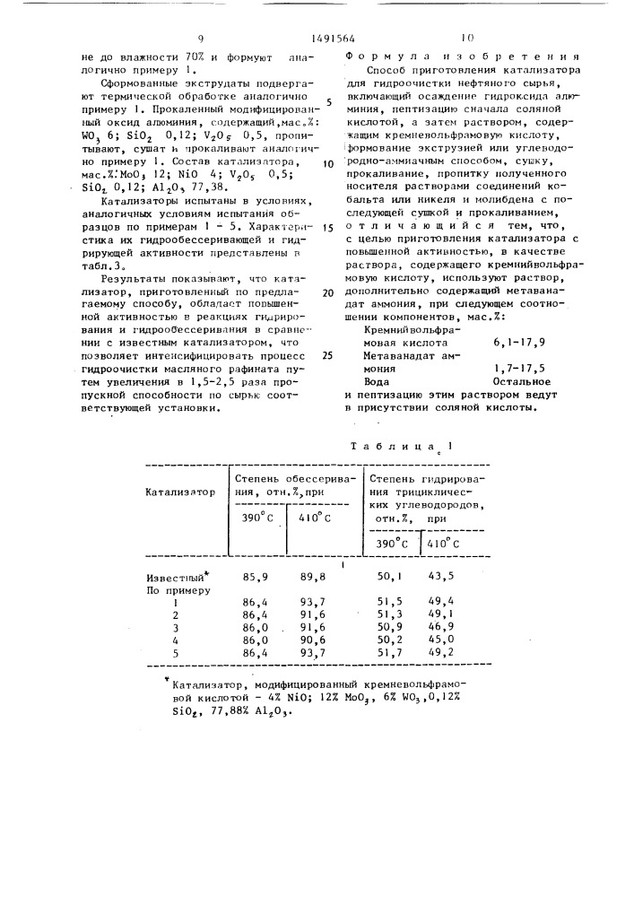 Способ приготовления катализатора для гидроочистки нефтяного сырья (патент 1491564)