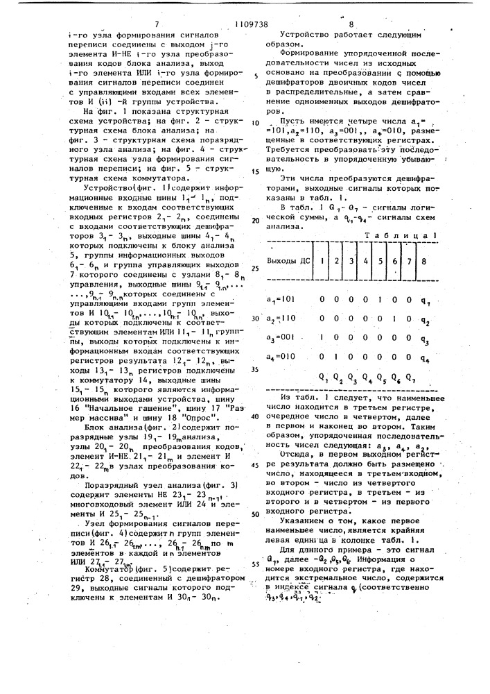 Устройство для выбора упорядоченной последовательности данных (патент 1109738)