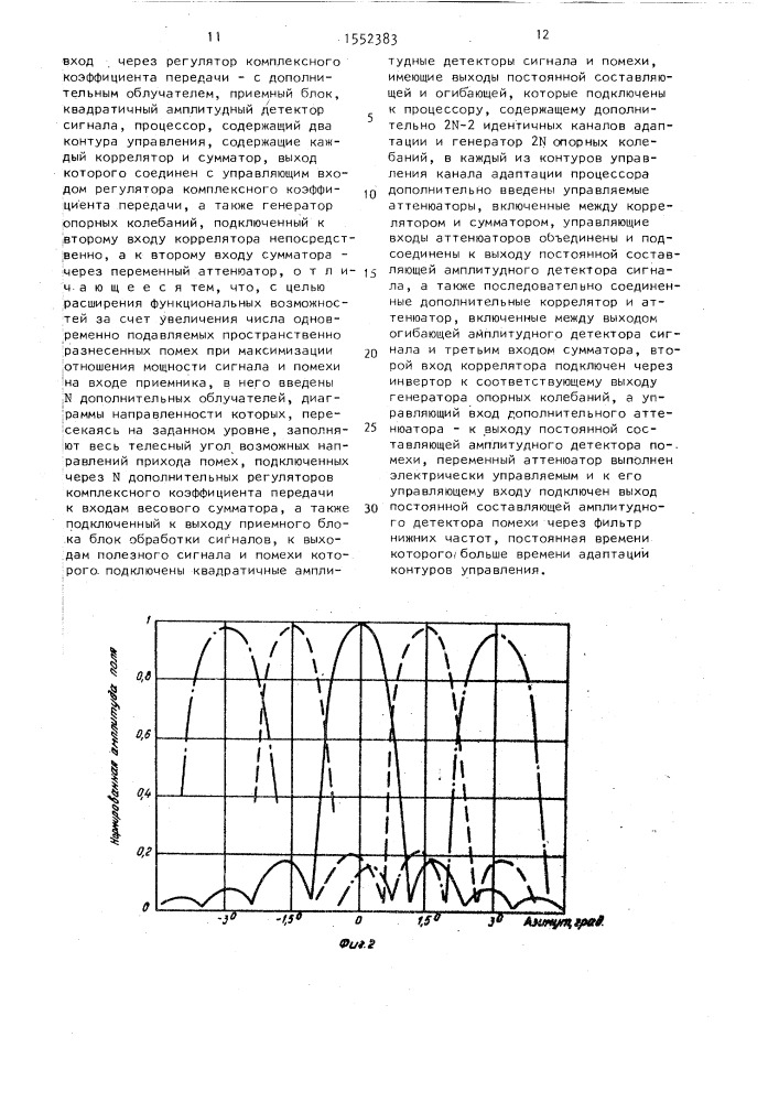 Адаптивное устройство подавления помех (патент 1552383)