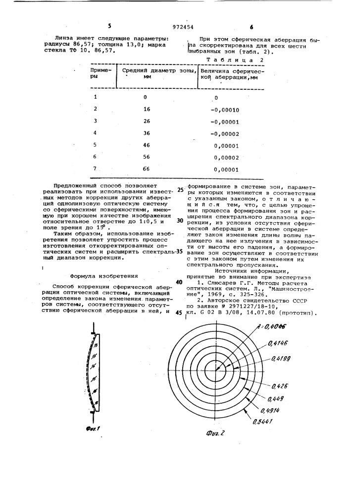 Способ коррекции сферической аберрации оптической системы (патент 972454)