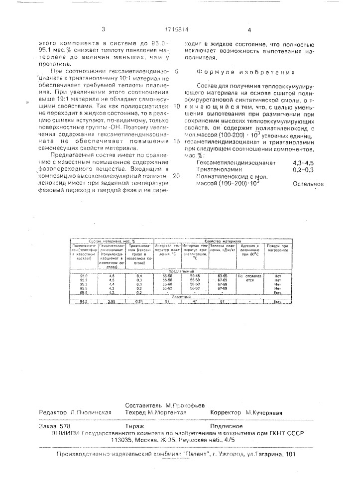 Состав для получения теплоаккумулирующего материала (патент 1715814)