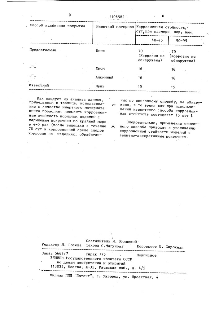 Способ нанесения металлических покрытий на пористые спеченные изделия из железных порошков (патент 1106582)