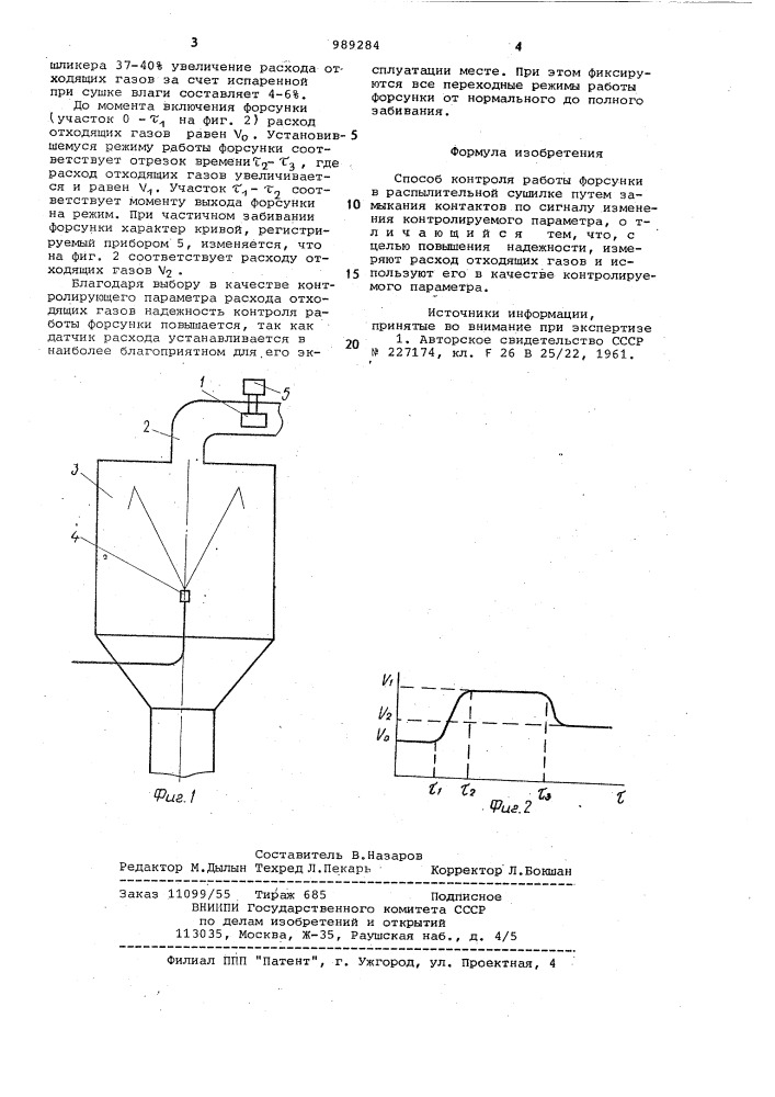 Способ контроля работы форсунки (патент 989284)