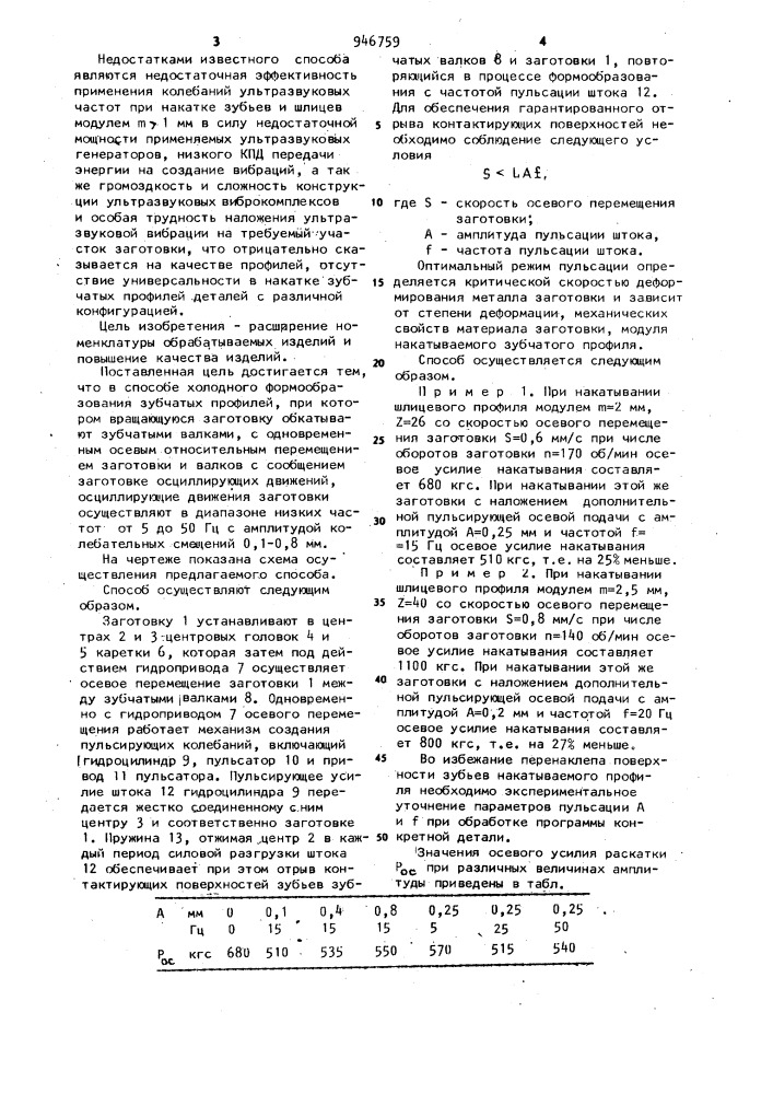 Способ холодного формообразования зубчатых профилей (патент 946759)