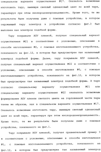 Пластмассовая тара, покрытая алмазоподобной углеродной пленкой, устройство для изготовления такой тары и способ изготовления такой тары (патент 2336365)