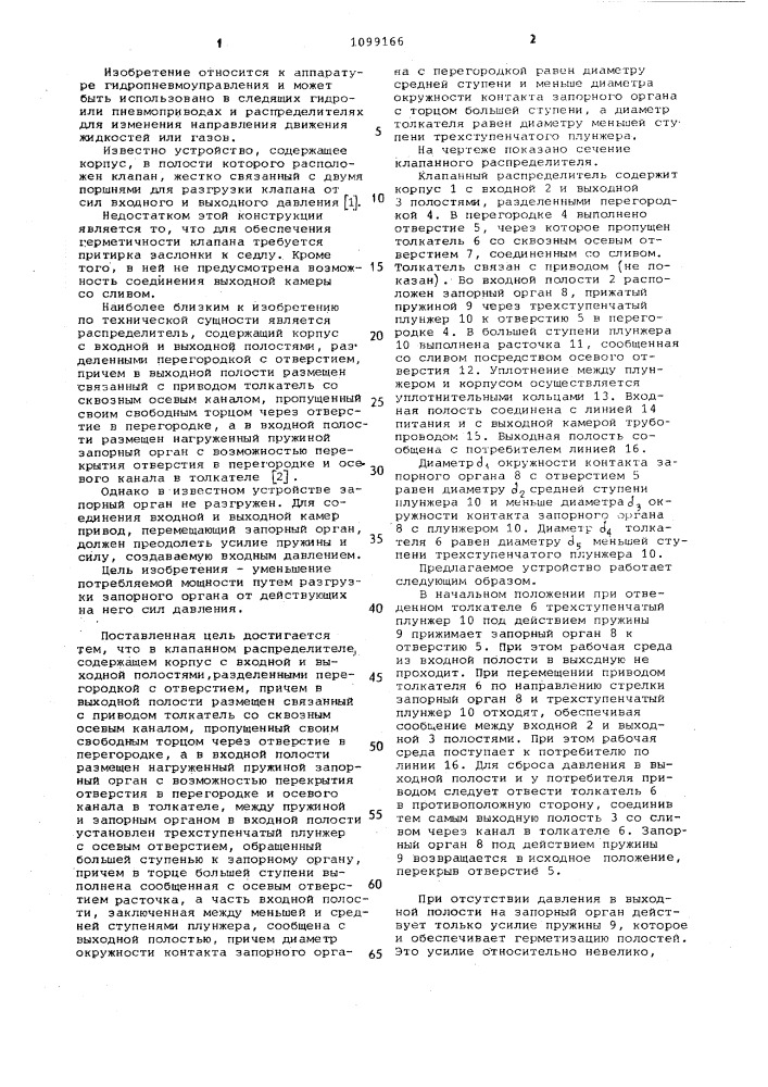 Клапанный распределитель (патент 1099166)