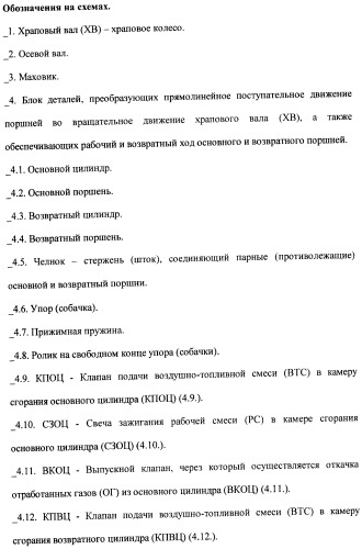 Поршневой двигатель внутреннего сгорания с храповым валом и челночным механизмом возврата основных поршней в исходное положение (пдвсхвчм) (патент 2369758)