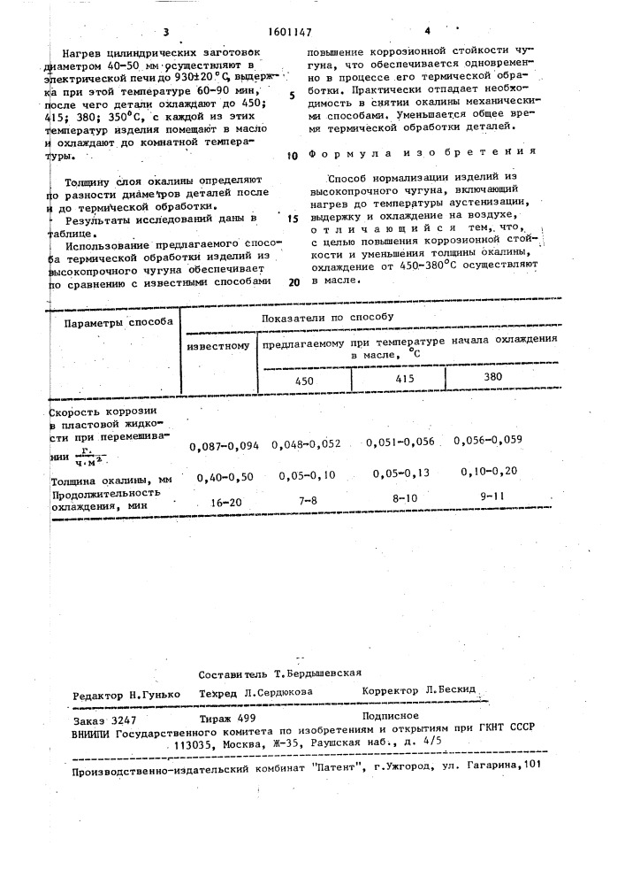 Способ нормализации изделий из высокопрочного чугуна (патент 1601147)