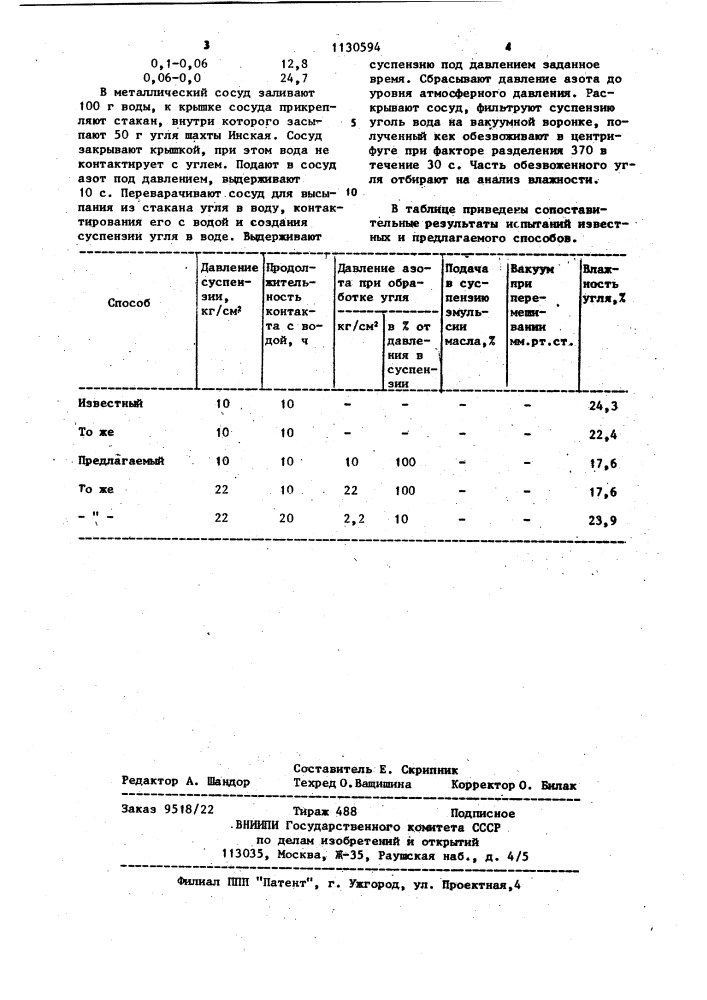 Способ подготовки угля к переработке (патент 1130594)