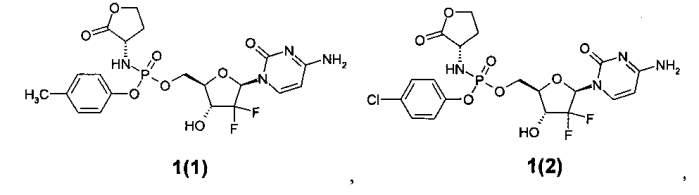 Замещенные (2r,3r,5r)-3-гидрокси-(5-пиримидин-1-ил)тетрагидрофуран-2-илметил арил фосфорамидаты (патент 2553996)
