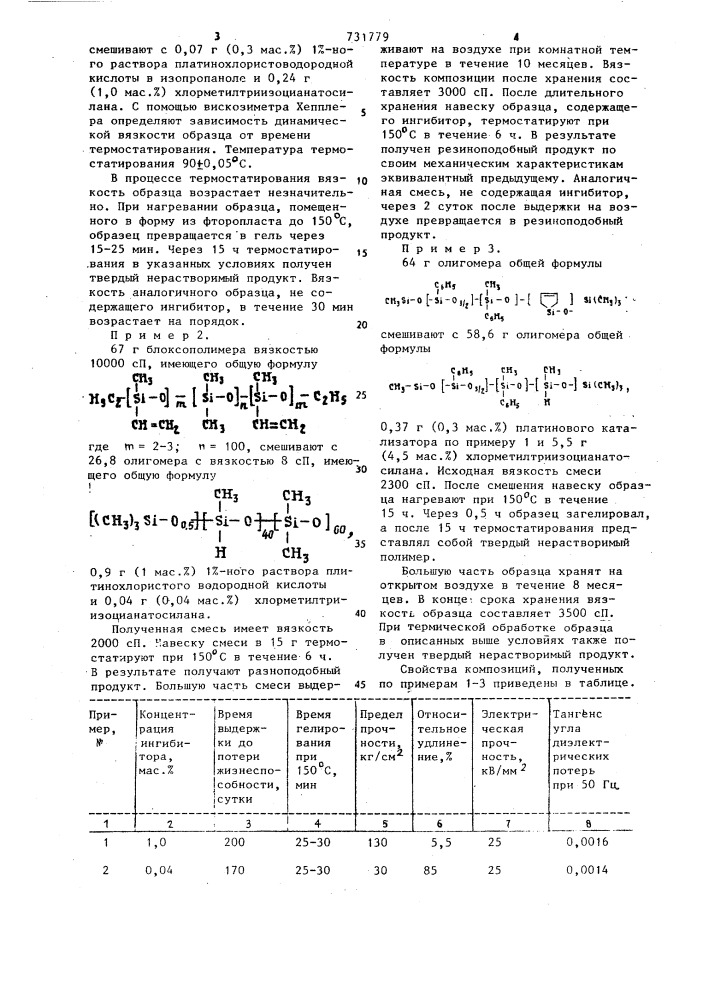 Композиция на основе олигоорганосилоксанов (патент 731779)