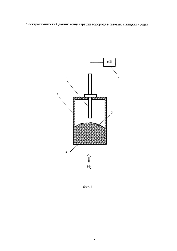 Электрохимический датчик концентрации водорода в газовых и жидких средах (патент 2599459)