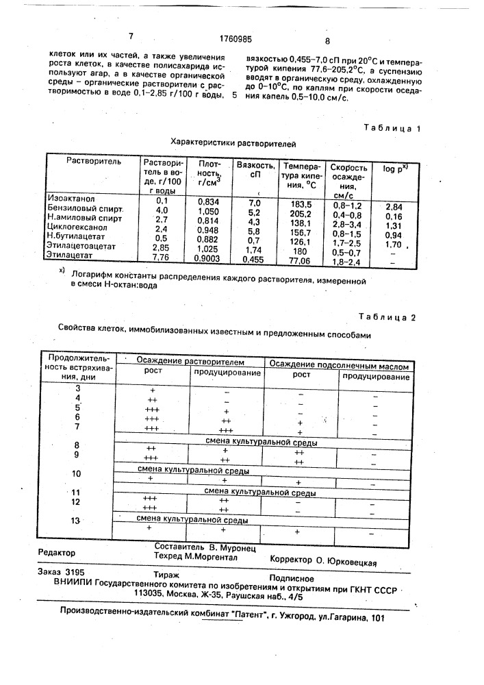 Способ получения иммобилизованных клеток микроорганизмов или их частей (патент 1760985)