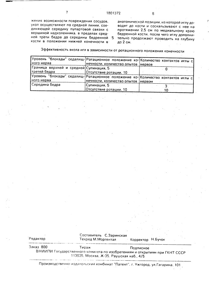 Способ проводниковой анестезии седалищного нерва (патент 1801372)