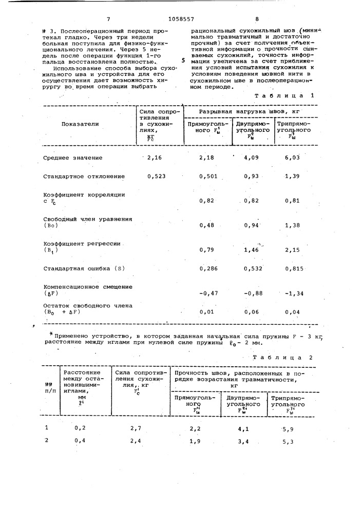 Способ выбора сухожильного шва при хирургических операциях и устройство для его осуществления (патент 1058557)