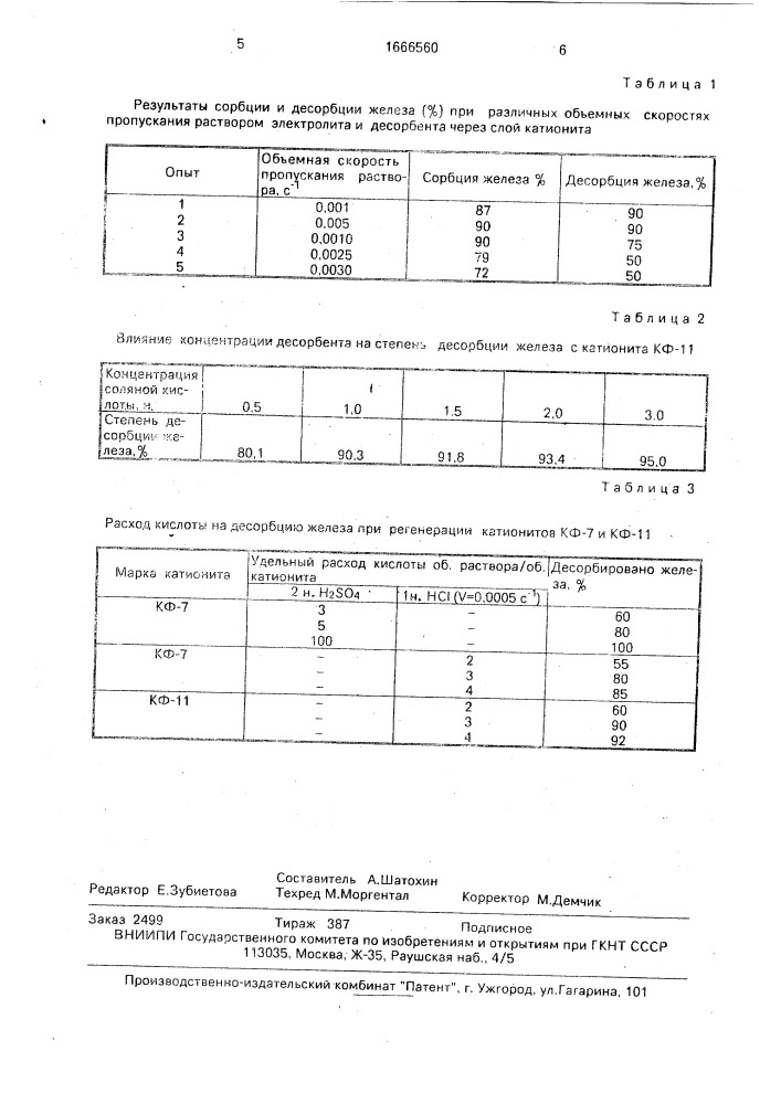 Способ ионообменной очистки электролита никелирования от железа (патент 1666560)
