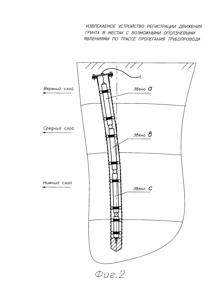 Извлекаемое устройство регистрации движения грунта в местах с возможными оползневыми явлениями по трассе пролегания трубопровода (патент 2602258)