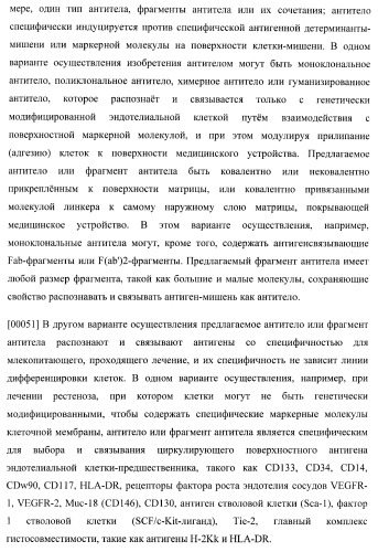 Захват эндотелиальных клеток-предшественников элюирующим лекарственные средства имплантируемым медицинским устройством (патент 2400256)