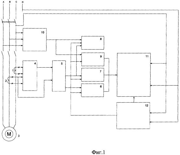 Устройство для защиты электродвигателя от неполнофазных режимов и перегрузки (патент 2294586)