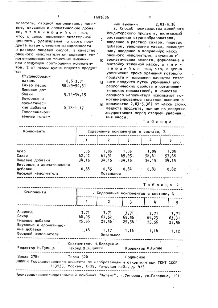Желейный кондитерский продукт и способ его производства (патент 1593606)