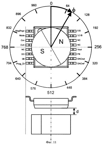 Бесконтактный датчик углового положения с линейным угловым диапазоном в пределах 360 градусов (патент 2313763)