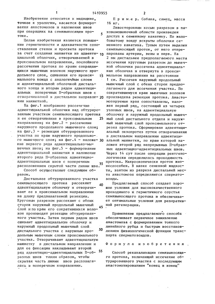 Способ реканализации семявыносящего протока (патент 1410955)