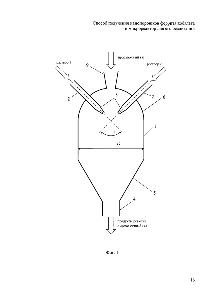 Способ получения нанопорошков феррита кобальта и микрореактор для его реализации (патент 2625981)