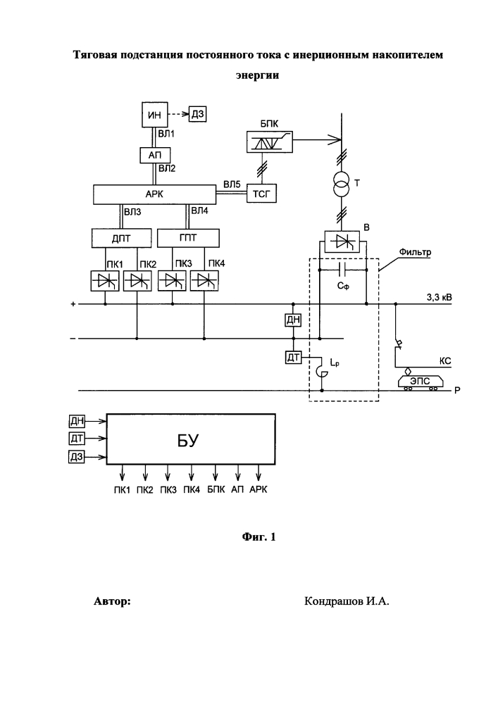 Тяговая подстанция постоянного тока с инерционным накопителем энергии (патент 2636847)