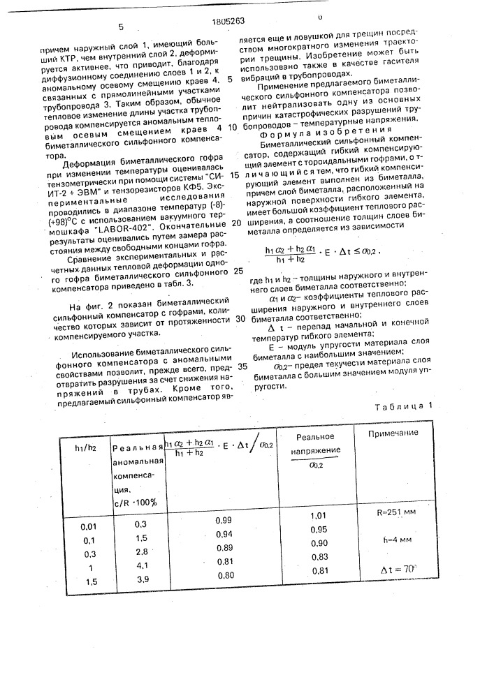 Биметаллический сильфонный компенсатор (патент 1805263)