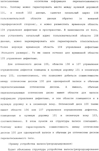 Носитель информации для однократной записи, записывающее устройство и способ для этого и устройство репродуцирования и способ для этого (патент 2307404)