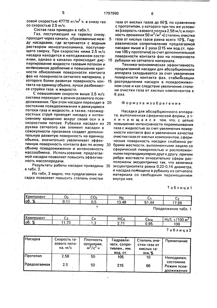 Насадка для абсорбционного аппарата (патент 1797990)