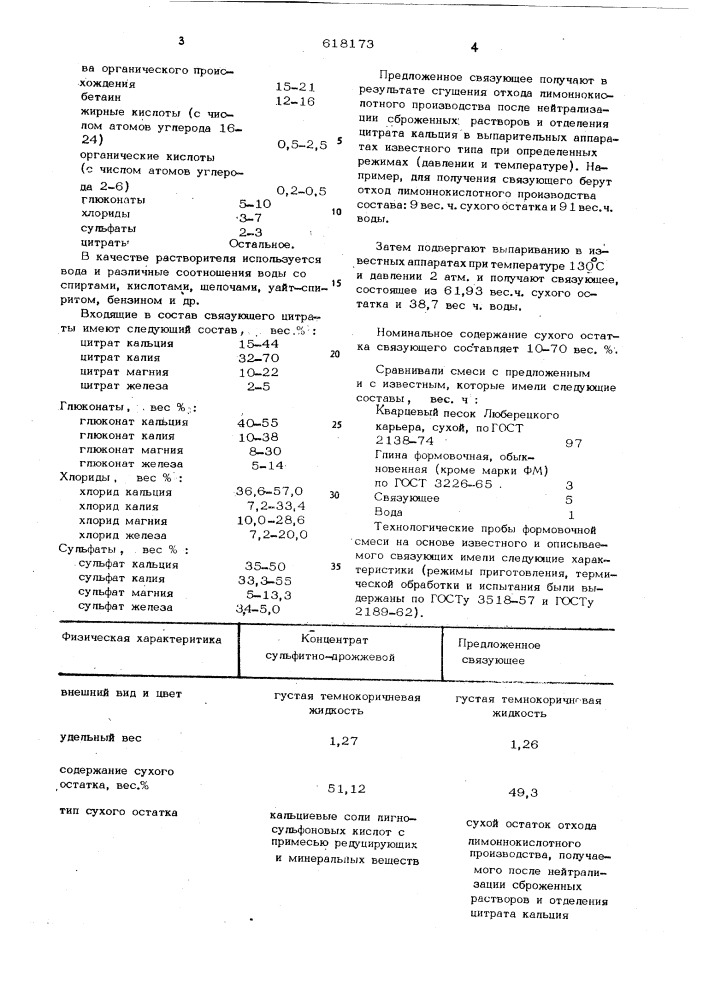 Связующее для формовочных и стрежневых смесей (патент 618173)