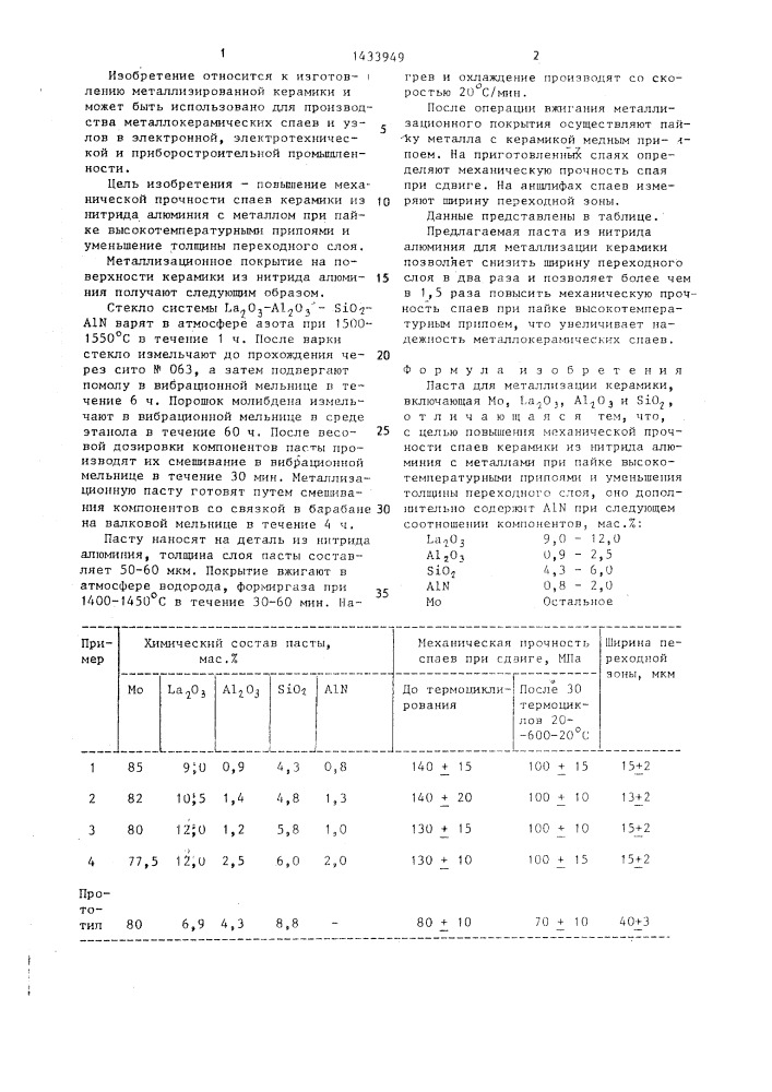 Паста для металлизации керамики (патент 1433949)