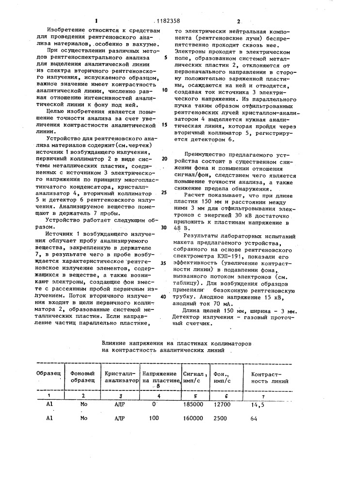 Устройство для рентгеновского анализа (патент 1182358)