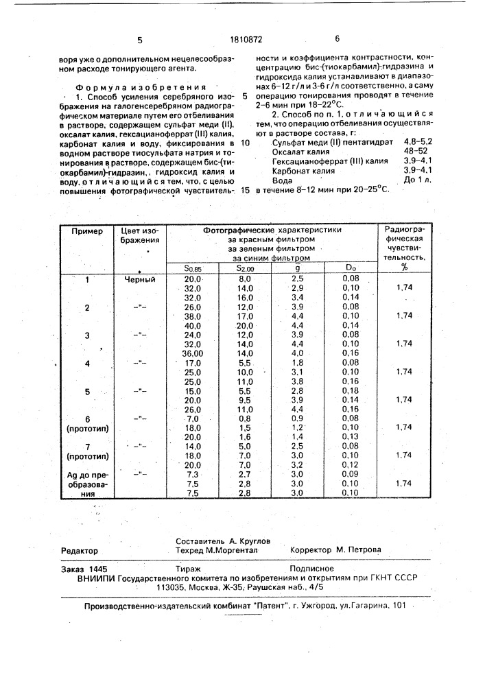 Способ усиления серебряного изображения на галогенсеребряном радиографическом материале (патент 1810872)